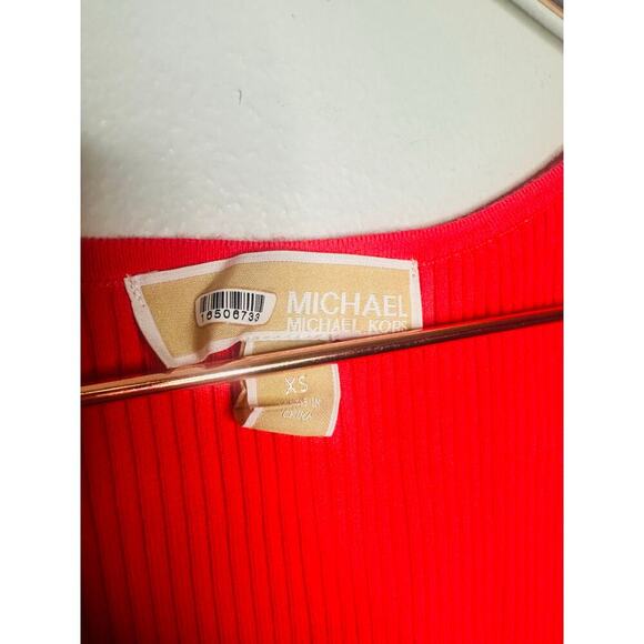 MICHAEL KORS Red Ribbed Sleeveless Scoop Neck Tank Dress Size Extra Small - Picture 7 of 13